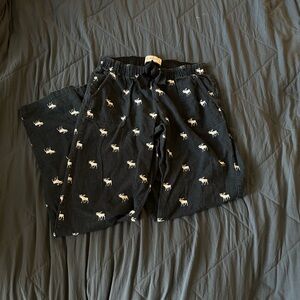 Navy Pajama Pants with White Moose Print